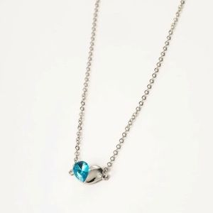 Silver & Blue Two Tone Heart Necklace